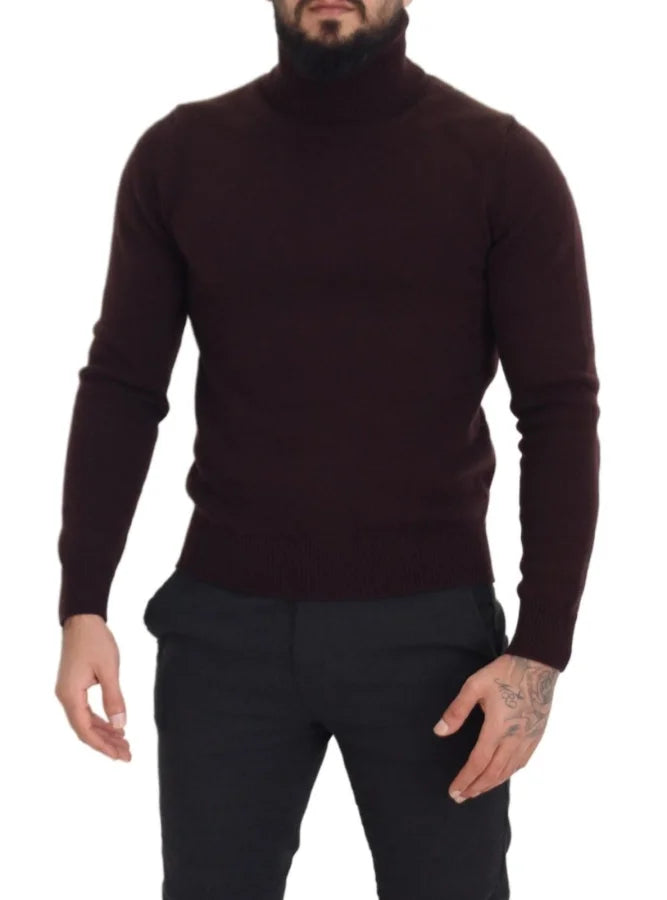 Dolce &amp; Gabbana Brown Wool Turtle Neck Pullover Sweater