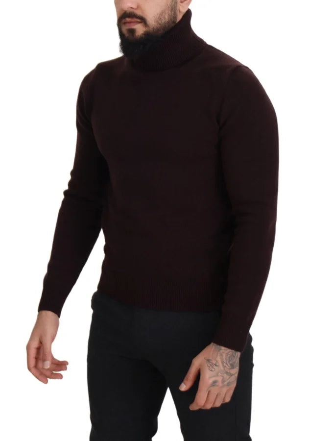 Dolce &amp; Gabbana Brown Wool Turtle Neck Pullover Sweater