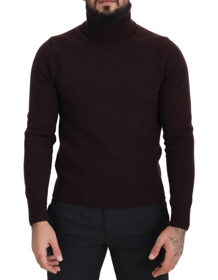 Dolce &amp; Gabbana Brown Wool Turtle Neck Pullover Sweater