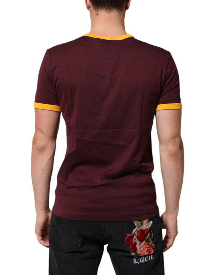 Dolce &amp; Gabbana Burgundy Cotton Dg Super King Logo T-shirt