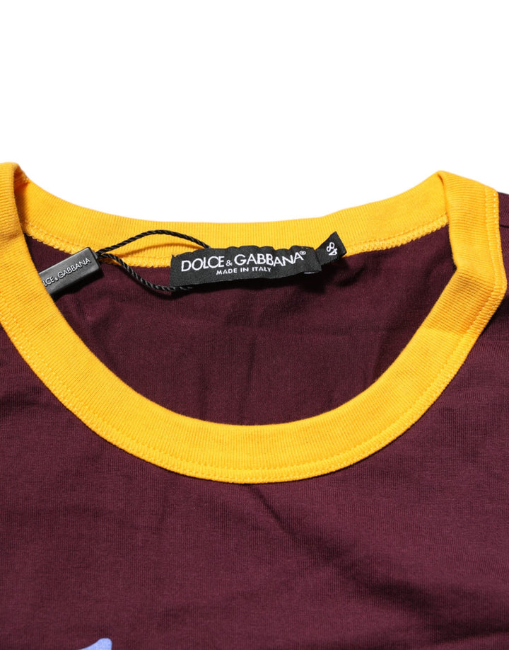 Dolce &amp; Gabbana Burgundy Cotton Dg Super King Logo T-shirt