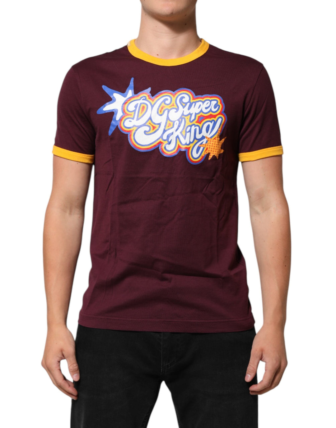 Dolce &amp; Gabbana Burgundy Cotton Dg Super King Logo T-shirt