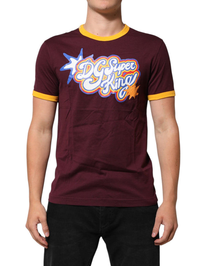 Dolce &amp; Gabbana Burgundy Cotton Dg Super King Logo T-shirt