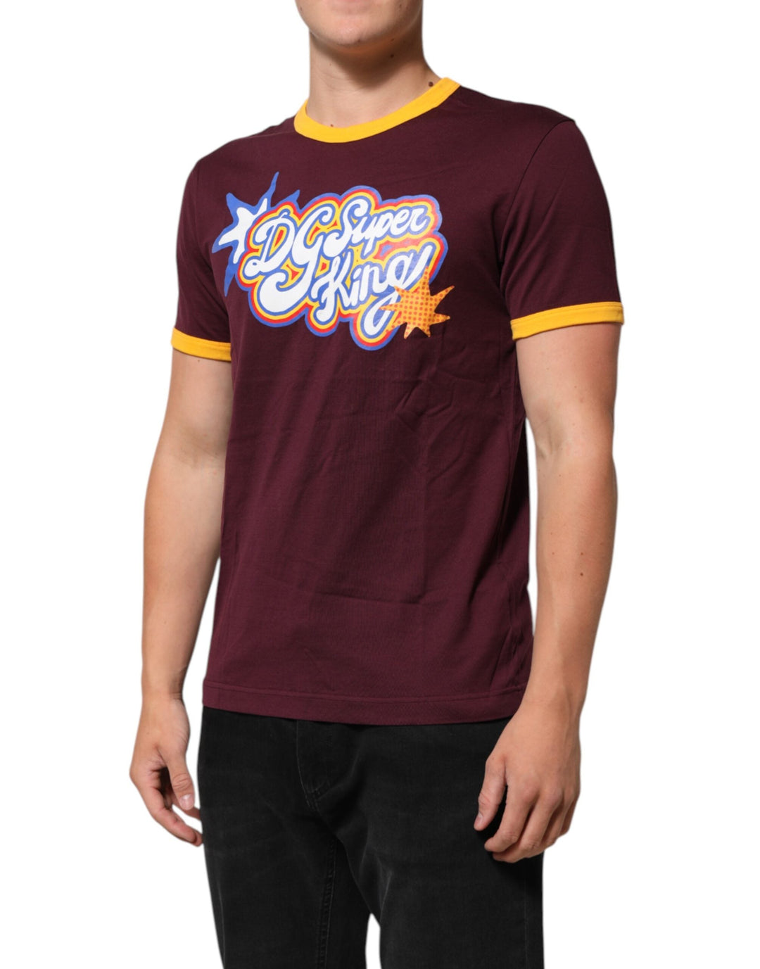 Dolce &amp; Gabbana Burgundy Cotton Dg Super King Logo T-shirt