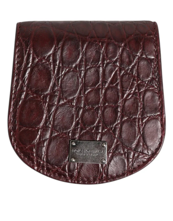 Dolce &amp; Gabbana Burgundy Exotic Skin Coin Condom Case Holder Pocket Wallet