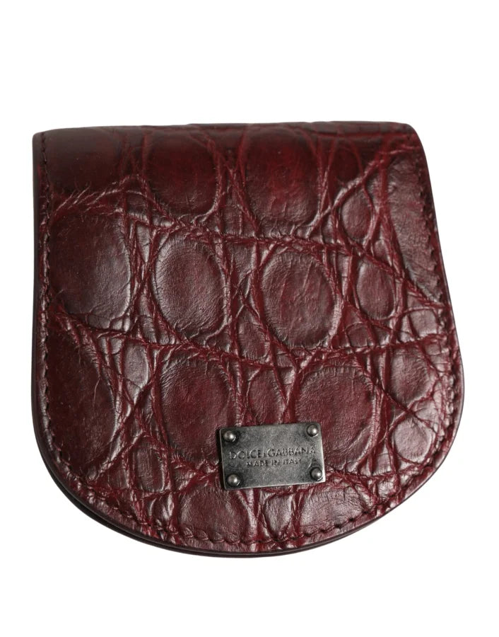 Dolce &amp; Gabbana Burgundy Exotic Skin Condom Case Holder Pocket Wallet
