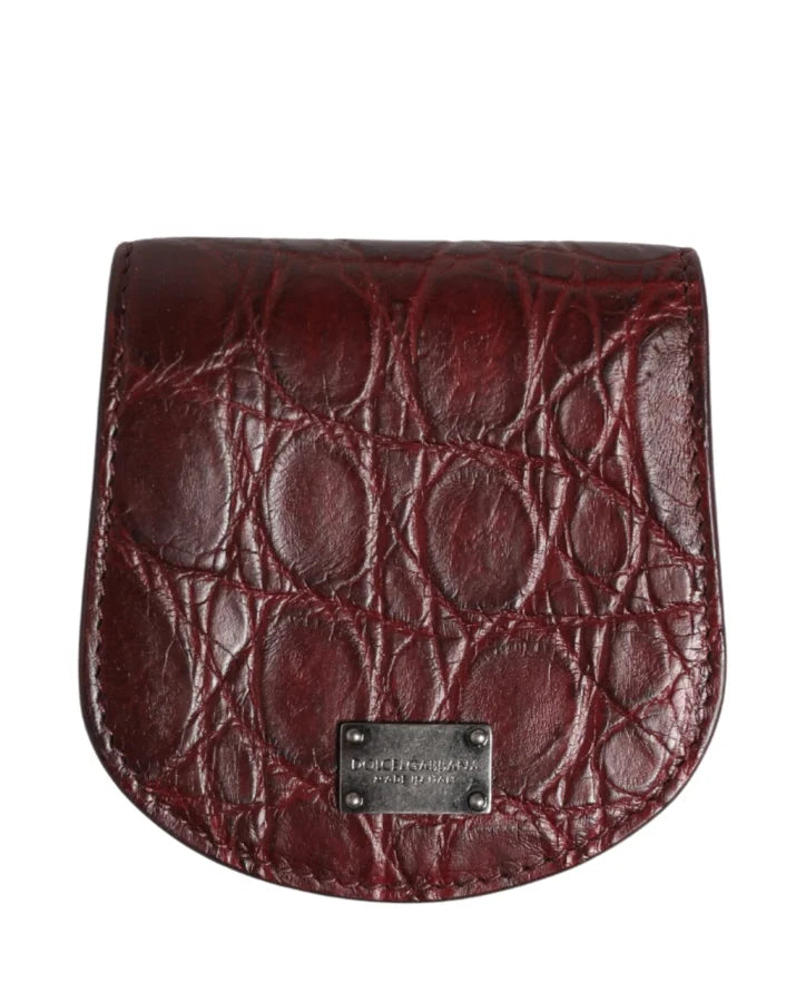 Dolce &amp; Gabbana Burgundy Exotic Skin Condom Case Holder Pocket Wallet