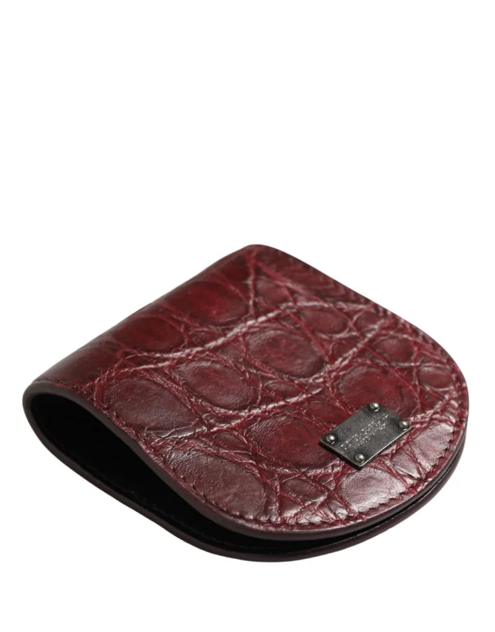 Dolce &amp; Gabbana Burgundy Exotic Skin Condom Case Holder Pocket Wallet