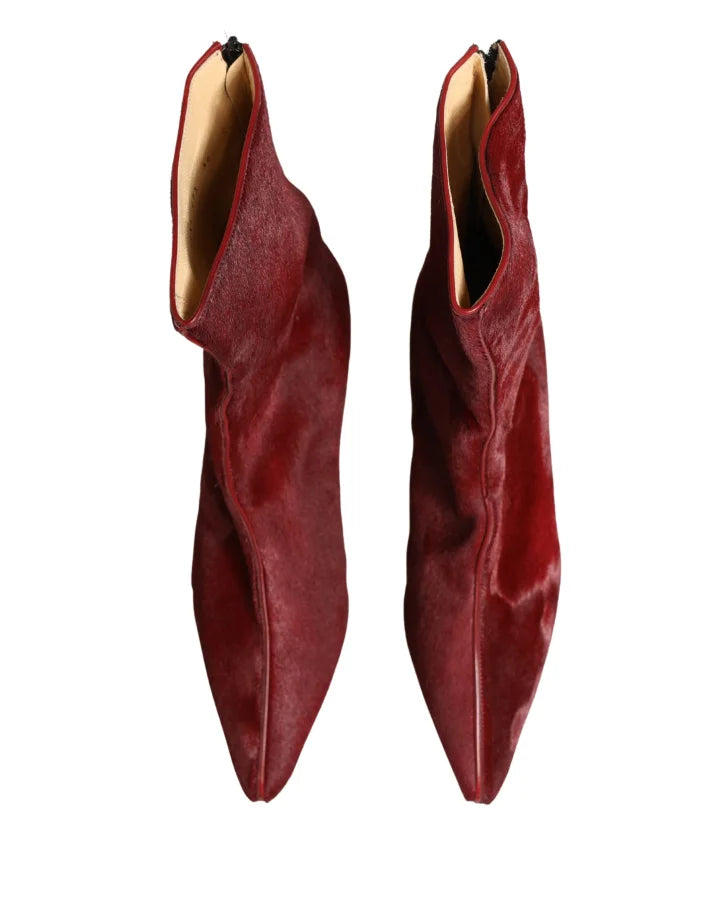 Dolce &amp; Gabbana Burgundy Mid Calf Boots Shoes