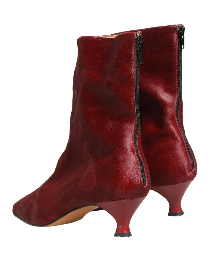 Dolce &amp; Gabbana Burgundy Mid Calf Boots Shoes