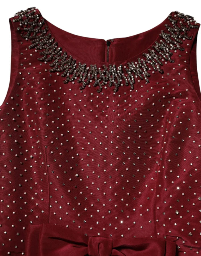 Dolce &amp; Gabbana Burgundy Silk Beaded Evening Gown Dress