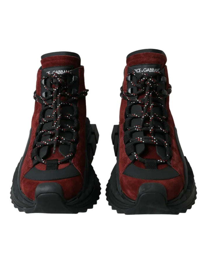 Dolce &amp; Gabbana Burgundy Super King High Top Men Sneakers Shoes