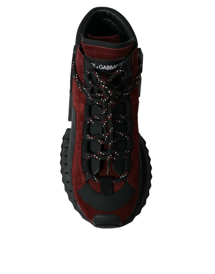 Dolce &amp; Gabbana Burgundy Super King High Top Men Sneakers Shoes