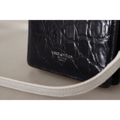 Dolce Gabbana Caiman Leather Bifold Wallet Dress Blues &