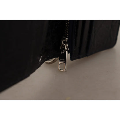 Dolce Gabbana Caiman Leather Bifold Wallet Dress Blues &