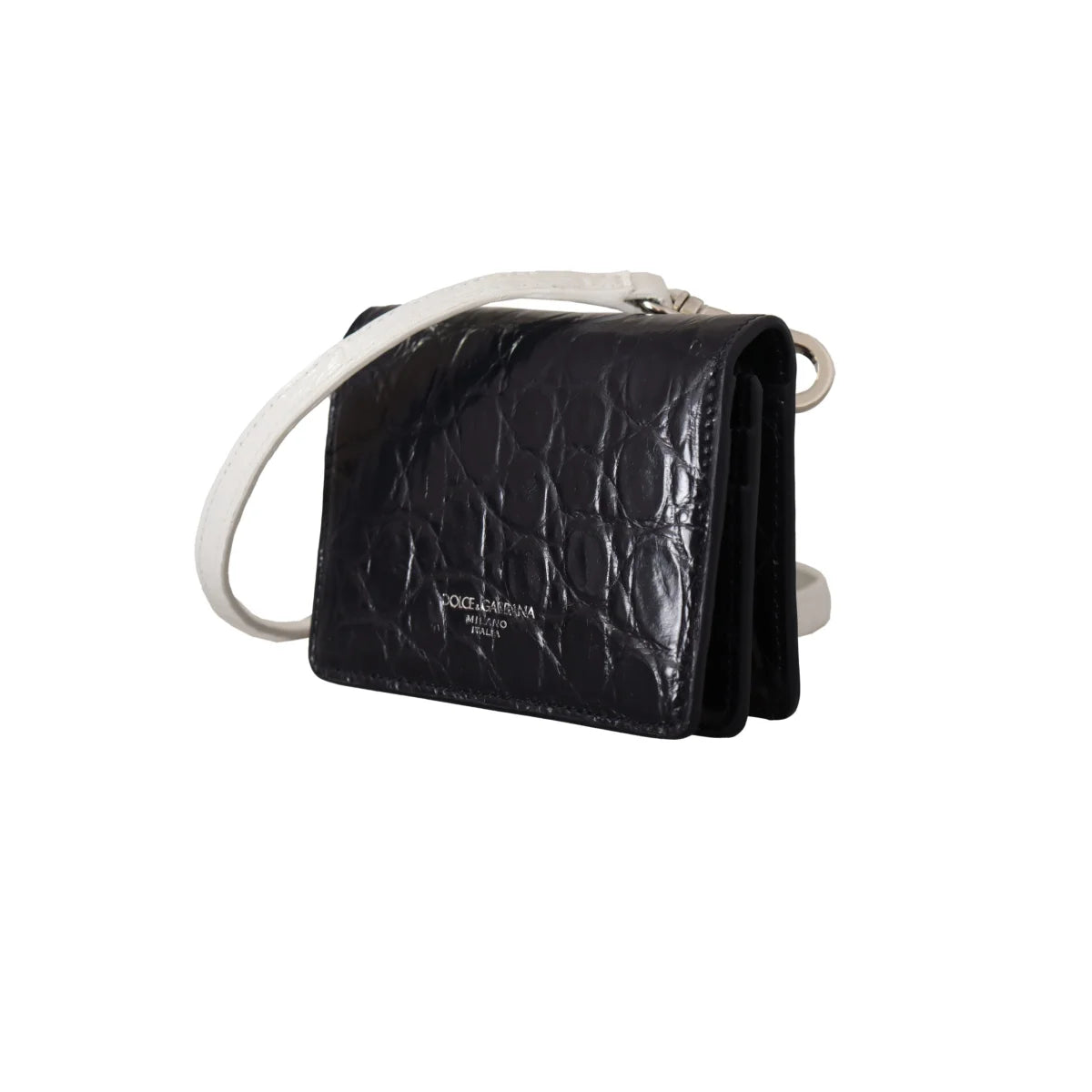 Dolce Gabbana Caiman Leather Bifold Wallet Dress Blues &