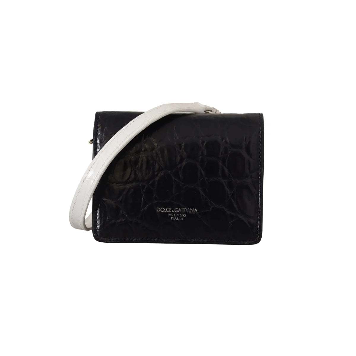 Dolce Gabbana Caiman Leather Bifold Wallet Dress Blues &