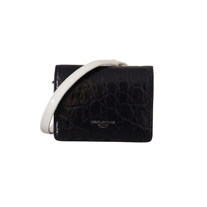 Dolce Gabbana Caiman Leather Bifold Wallet Dress Blues &