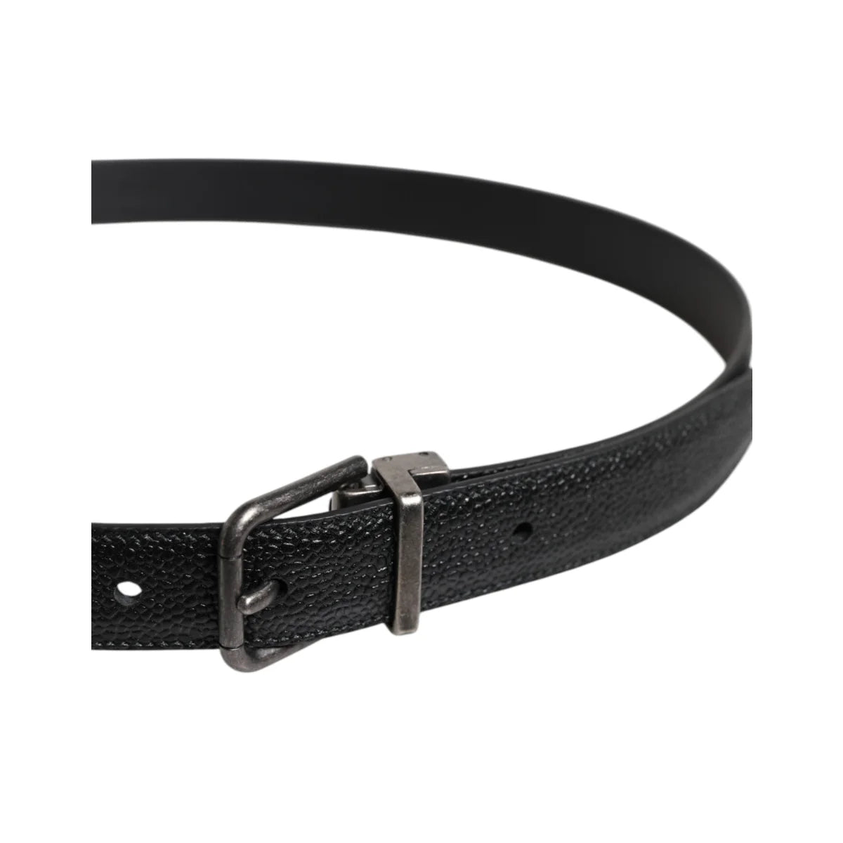 Dolce Gabbana Calf Leather Belt with Eye-Catching Metal Buckle &
