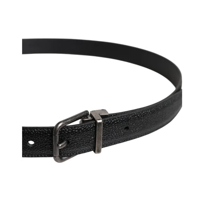 Dolce Gabbana Calf Leather Belt with Eye-Catching Metal Buckle &