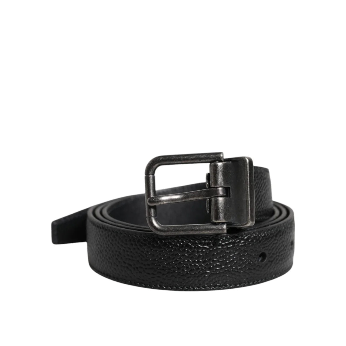 Dolce Gabbana Calf Leather Belt with Eye-Catching Metal Buckle &