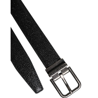 Dolce Gabbana Calf Leather Belt with Eye-Catching Metal Buckle &