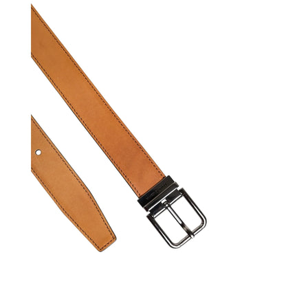 Dolce and Gabbana Calf Leather Belt with Striking Metal Buckle &