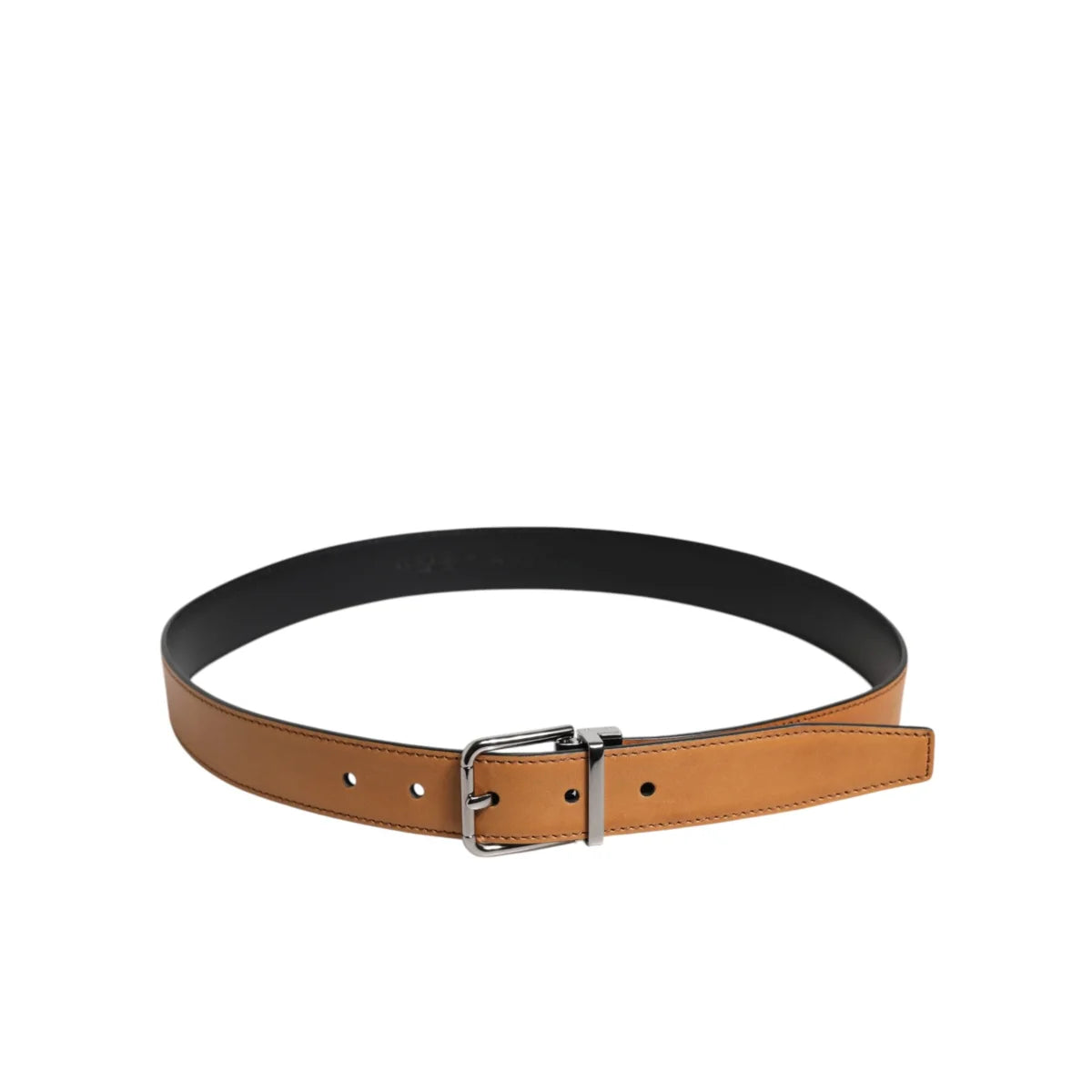 Dolce and Gabbana Calf Leather Belt with Striking Metal Buckle &