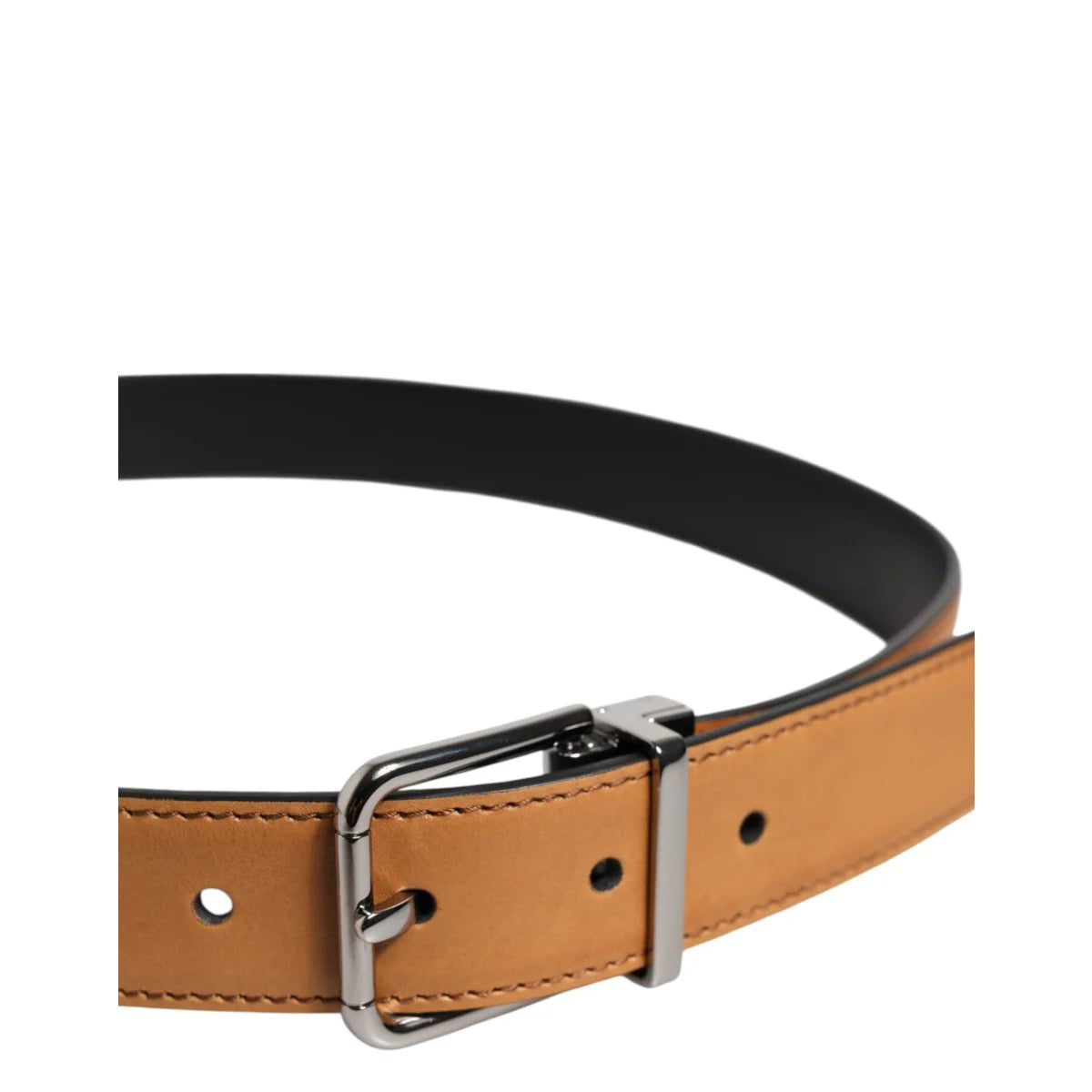 Dolce and Gabbana Calf Leather Belt with Striking Metal Buckle &