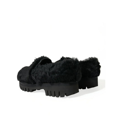 Dolce Gabbana calf leather gabbana fur loafers statement piece &