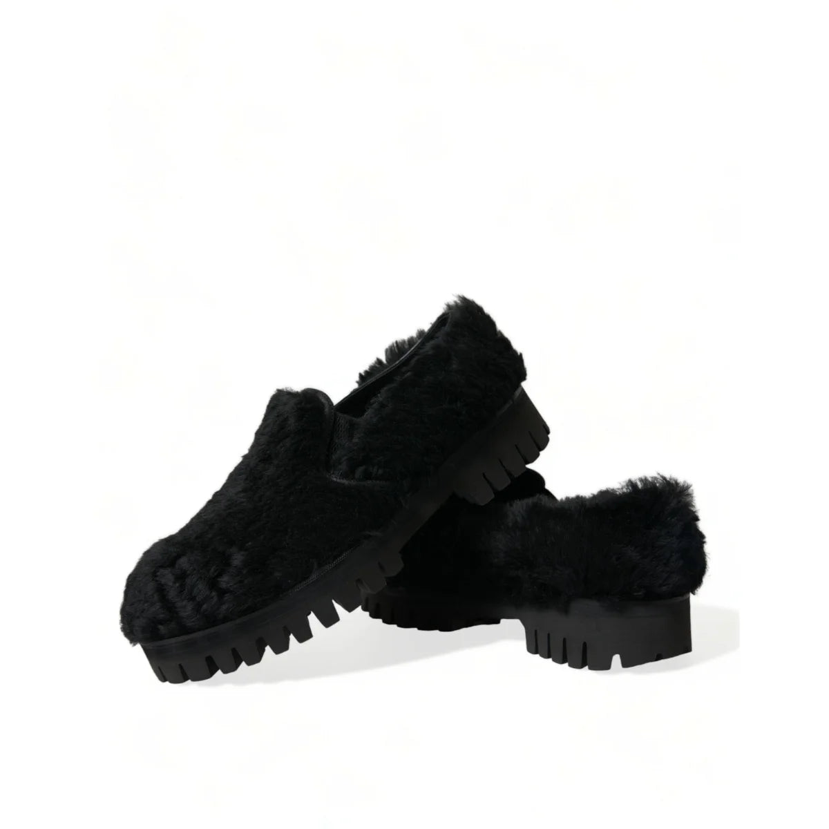 Dolce Gabbana calf leather gabbana fur loafers statement piece &