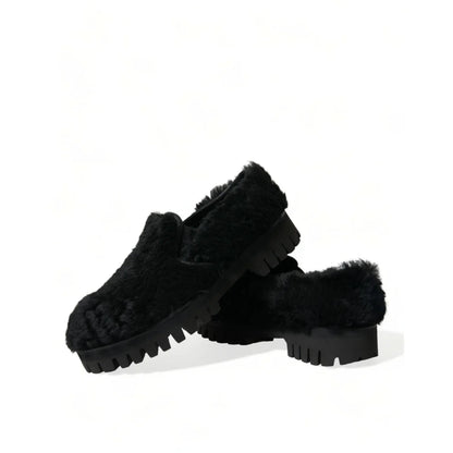 Dolce Gabbana calf leather gabbana fur loafers statement piece &