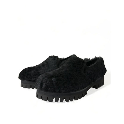 Dolce Gabbana calf leather gabbana fur loafers statement piece &
