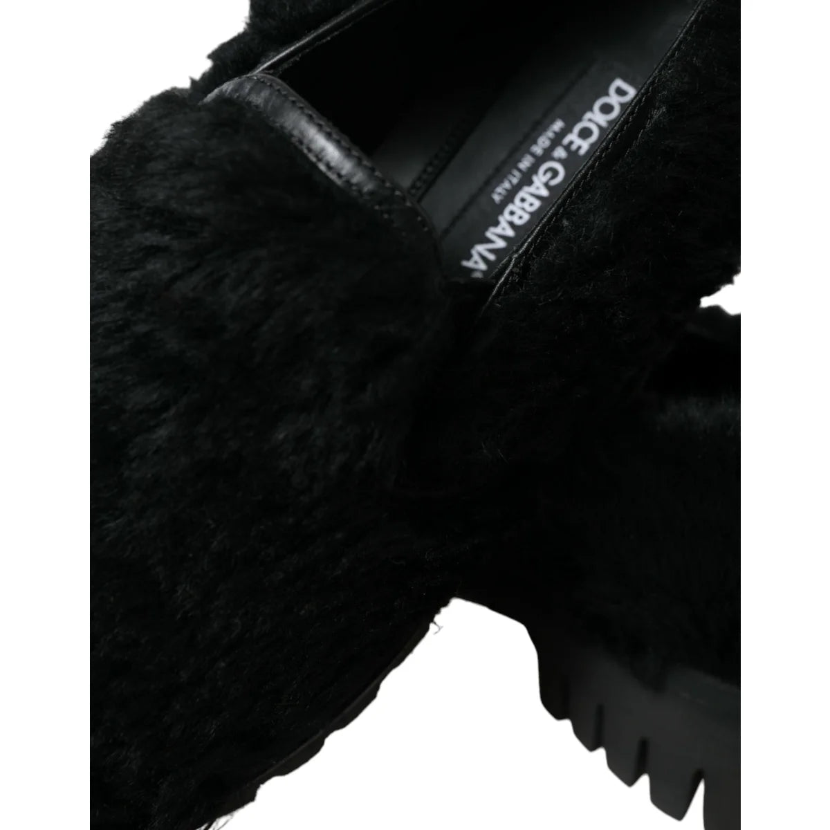 Dolce Gabbana calf leather gabbana fur loafers statement piece &