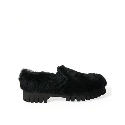 Dolce Gabbana calf leather gabbana fur loafers statement piece &
