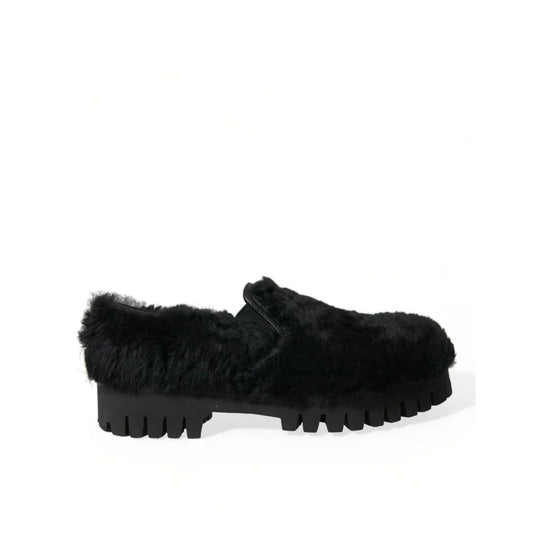 Dolce Gabbana calf leather gabbana fur loafers statement piece &