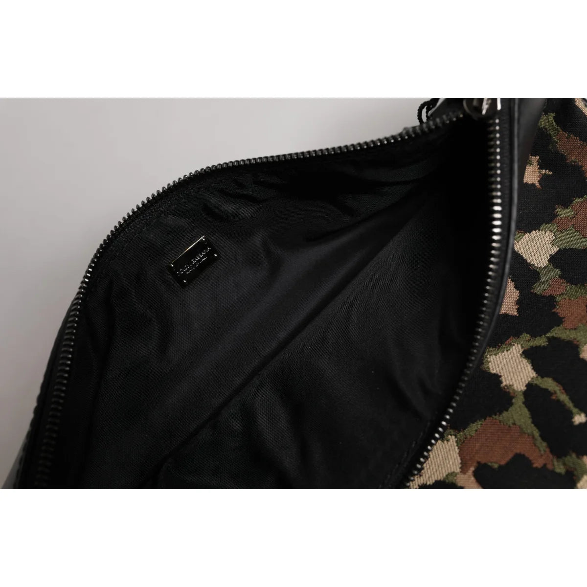 Dolce & Gabbana Camo Leopard Print Logo Plaque Pouch Bag