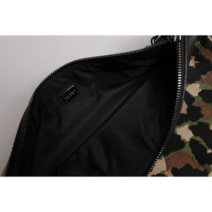 Dolce & Gabbana Camo Leopard Print Logo Plaque Pouch Bag