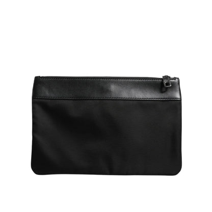 Dolce & Gabbana Camo Leopard Print Pouch Bag with Logo Plaque