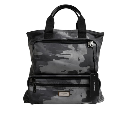 Dolce Gabbana Camo Tote Bag Modern Gray Camouflage Style &