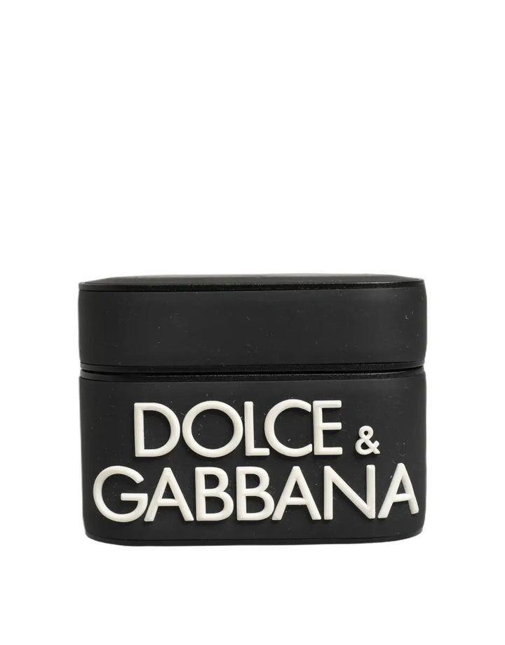 Dolce &amp; Gabbana Case Black PVC Embossed Logo Flip Holder Women Airpods