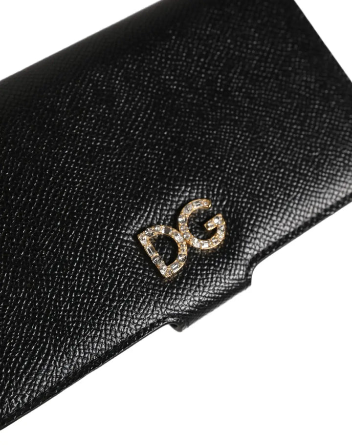Dolce &amp; Gabbana - Case Flip Cover Black Calf Leather iPhone X - XS Phone