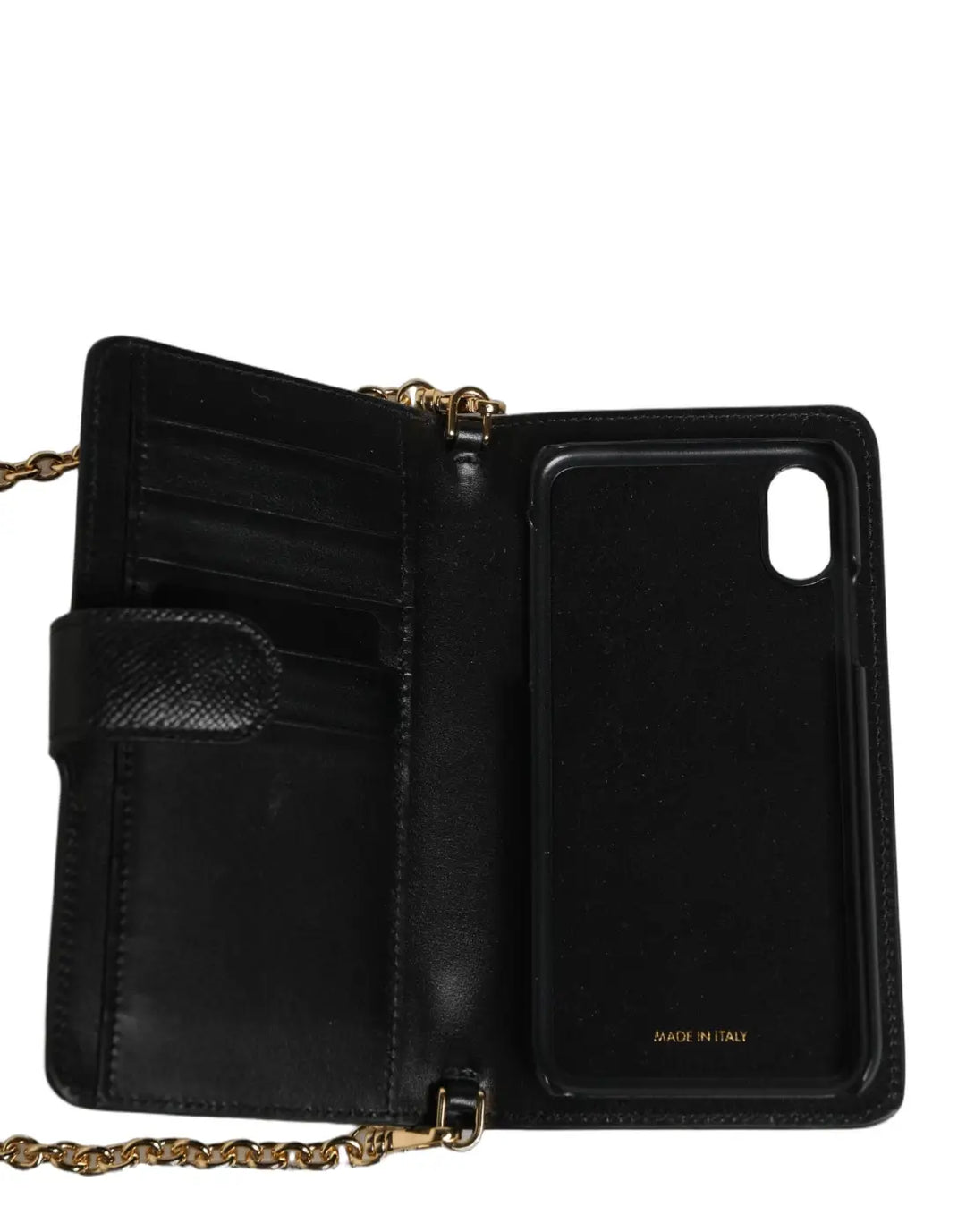 Dolce &amp; Gabbana - Case Flip Cover Black Calf Leather iPhone X - XS Phone