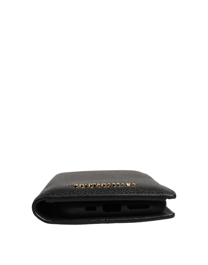 Dolce &amp; Gabbana Case Flip Cover Black Calf Leather Iphone11 Pro Phone