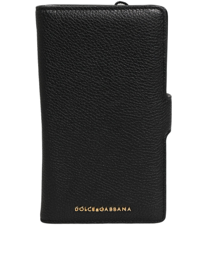 Dolce &amp; Gabbana Case Flip Cover Black Calf Leather Iphone11 Pro Phone
