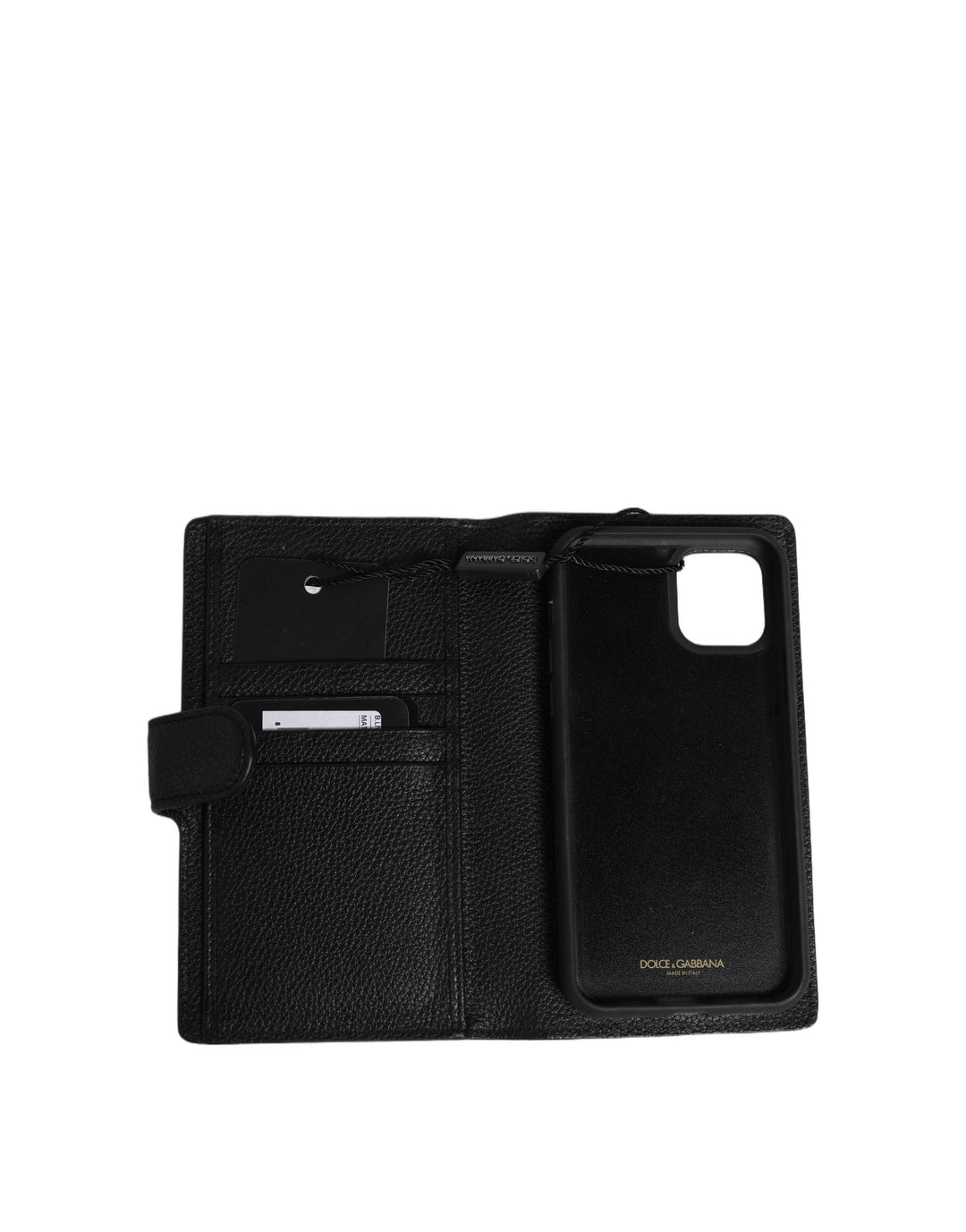 Dolce &amp; Gabbana Case Flip Cover Black Calf Leather Iphone11 Pro Phone
