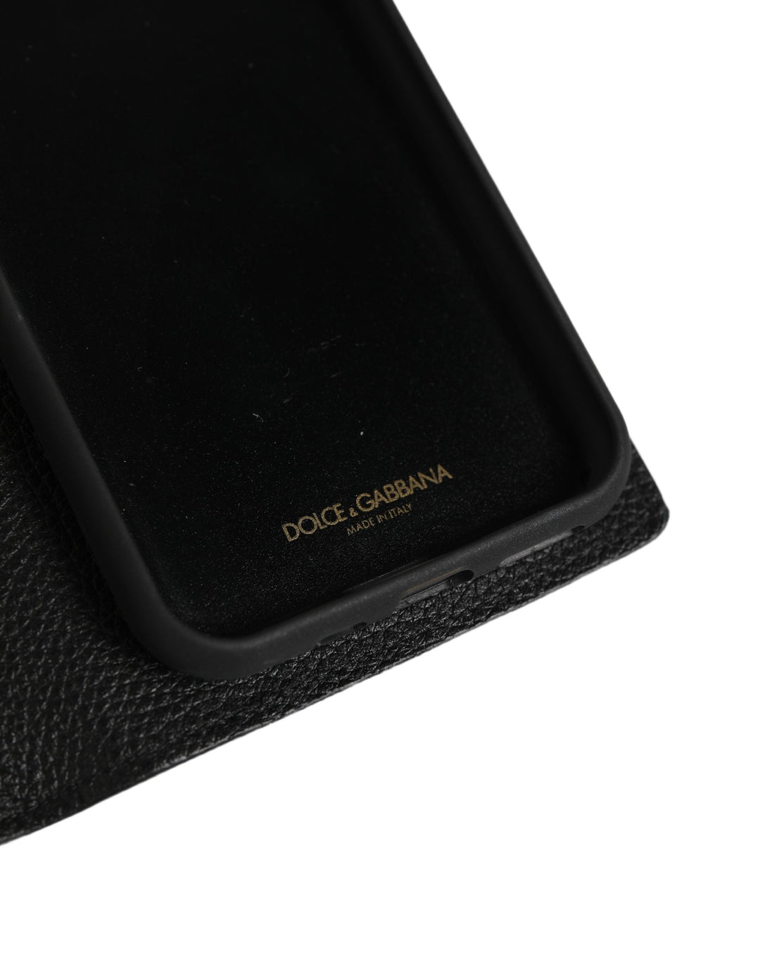 Dolce &amp; Gabbana Case Flip Cover Black Calf Leather Iphone11 Pro Phone