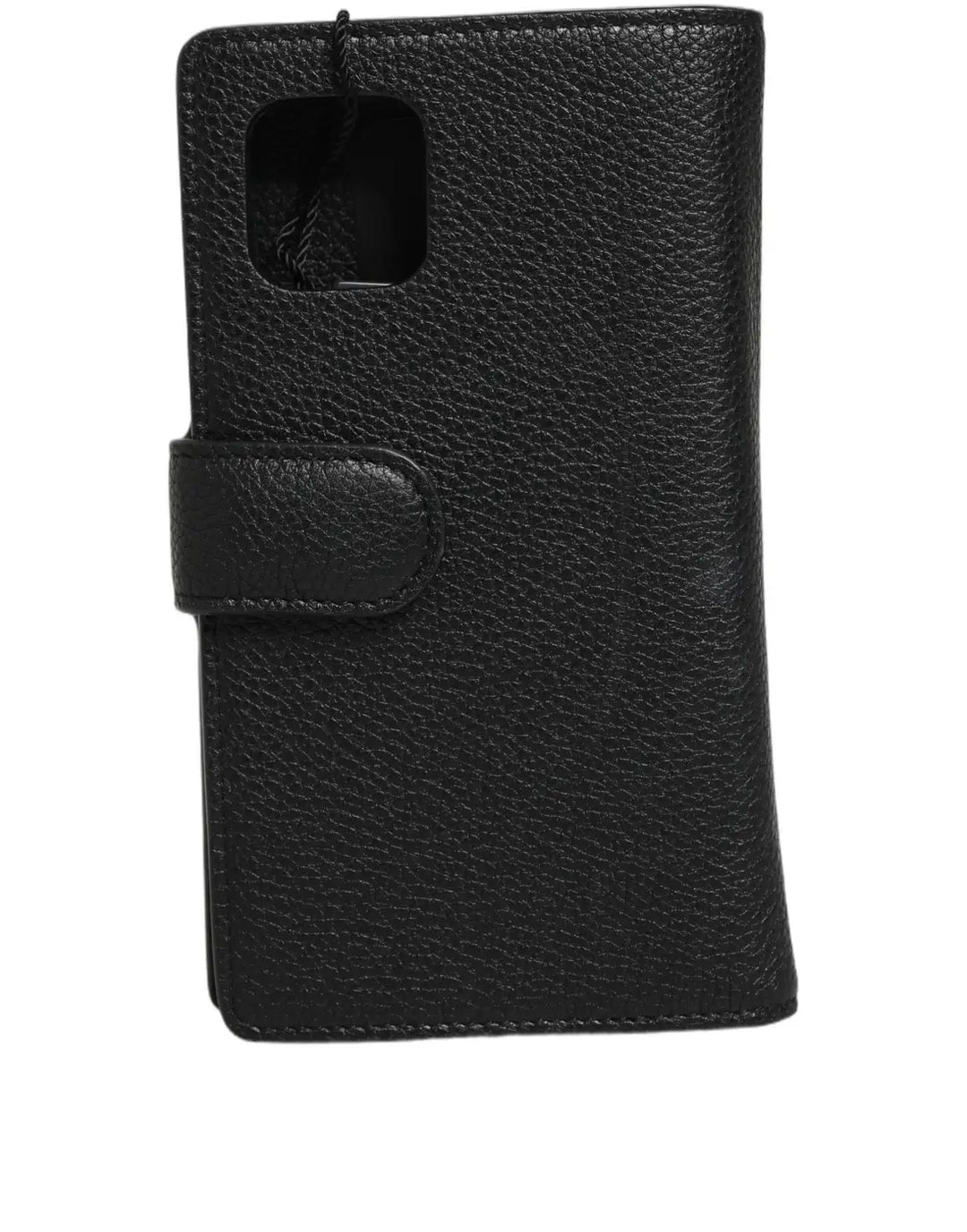 Dolce &amp; Gabbana Case Flip Cover Black Calf Leather iPhone11 PRO Phone