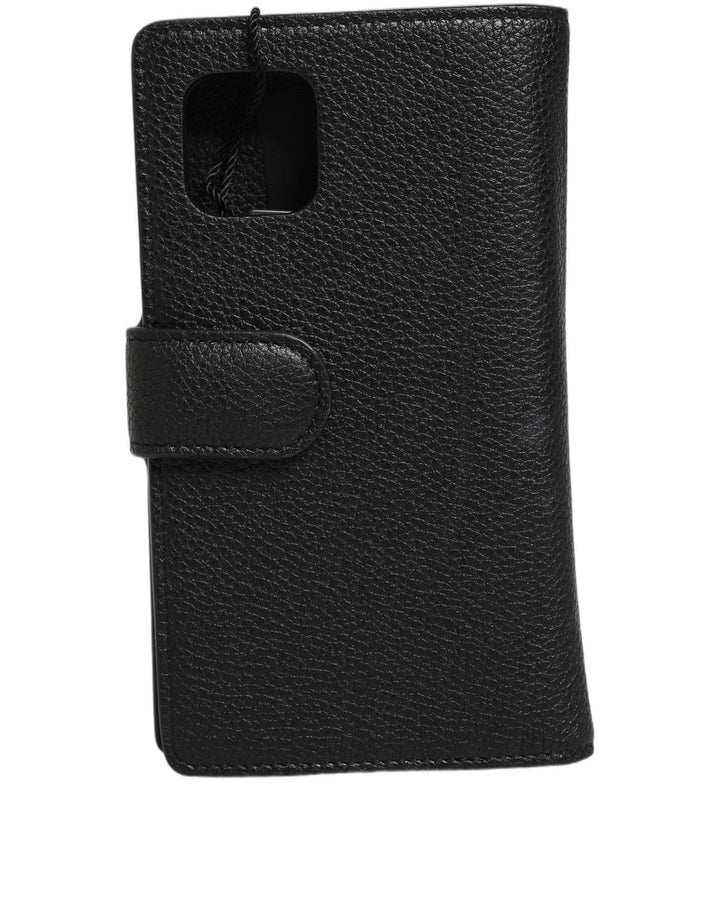 Dolce &amp; Gabbana Case Flip Cover Black Calf Leather Iphone11 Pro Phone