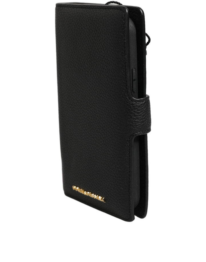 Dolce &amp; Gabbana Case Flip Cover Black Calf Leather Iphone11 Pro Phone